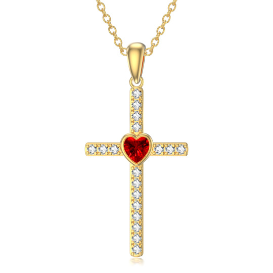 14K Gold Zircon Cross Pendant Necklace