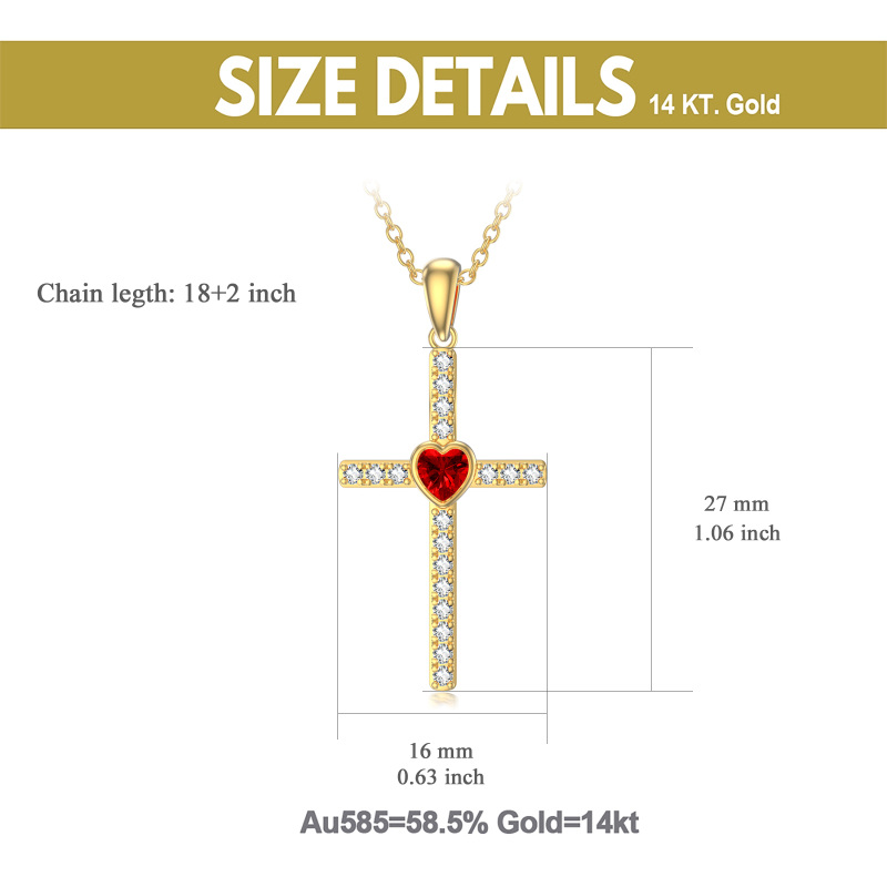 10K Gold Zircon Cross Pendant Necklace-3