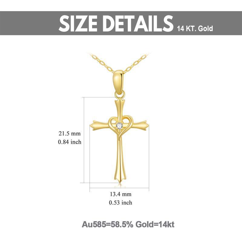 Collier croix en or 10K à zircon-5