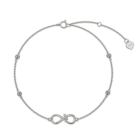 Bracelet de cheville simple couche avec croix en zircon en or 14 carats