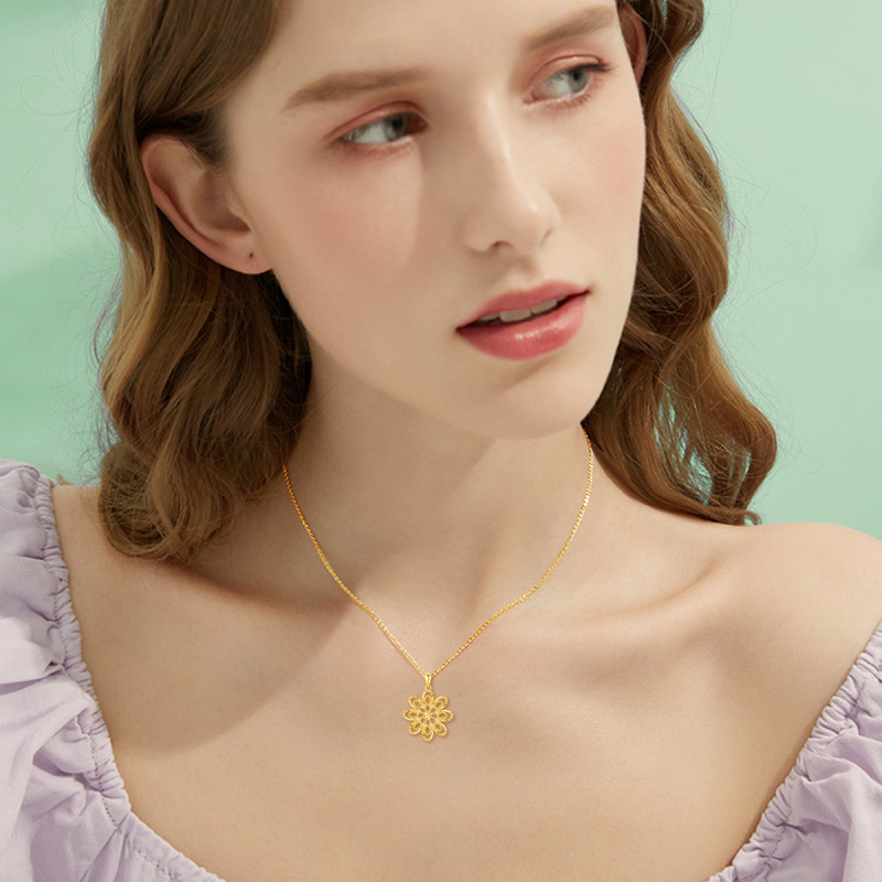 قلادة من الذهب عيار 14 قيراطًا مرصعة بالزركون-2