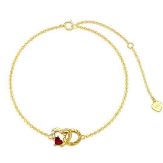 Pulseira com pingente de coração de zircão em ouro 14K