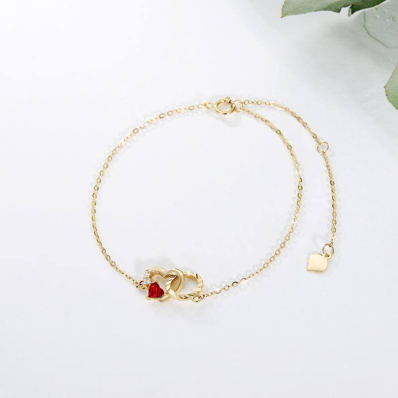 Bracelet en or 14K avec pendentif en forme de coeur en zircon-3