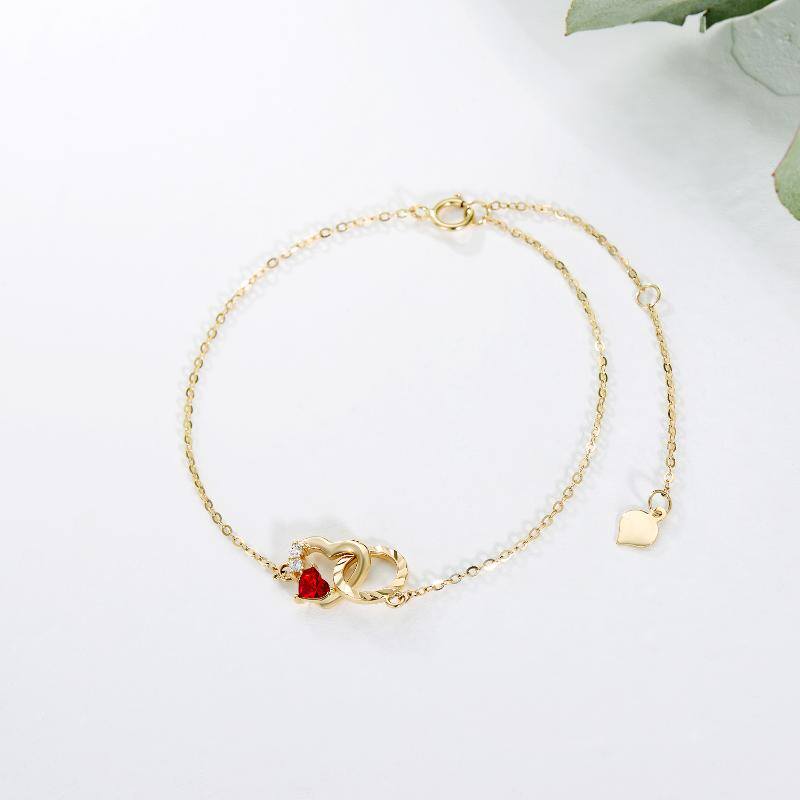 Bracciale con ciondolo a cuore in oro 14K con zircone-3