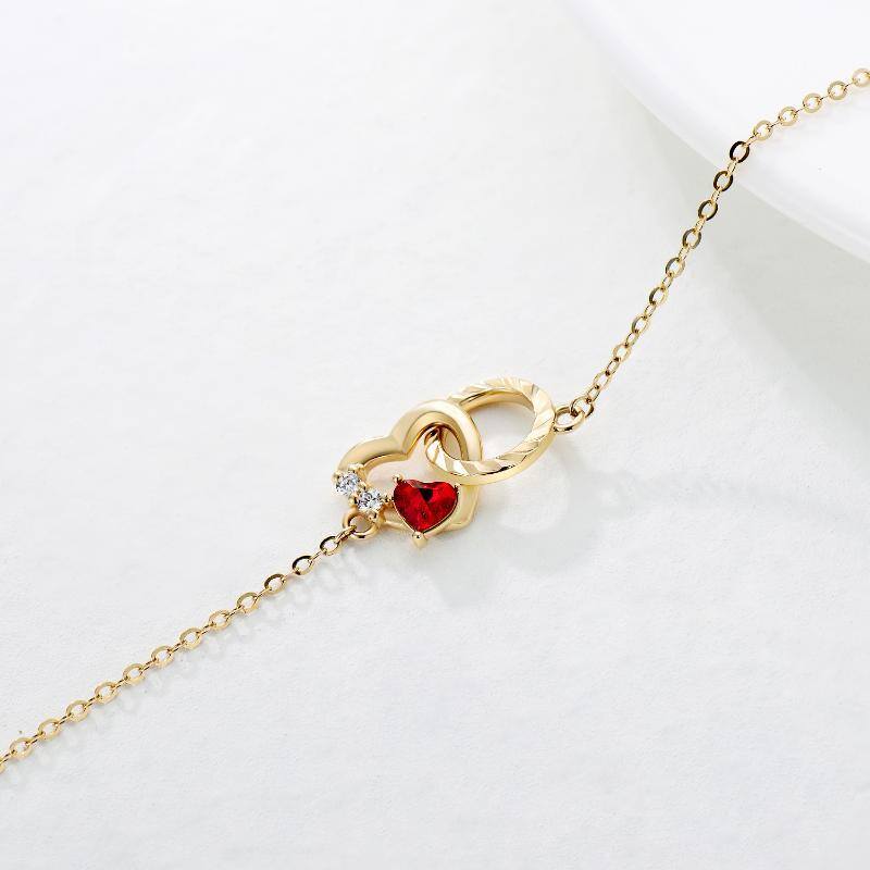 Bracelet en or 14K avec pendentif en forme de coeur en zircon-4