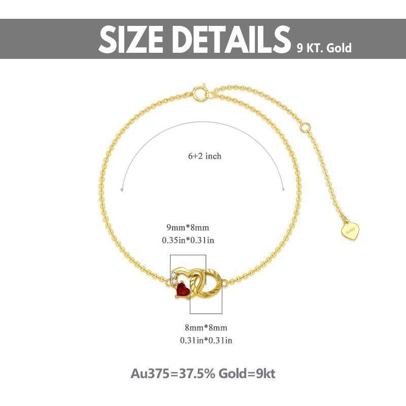 14K Gold Zircon Heart Pendant Bracelet-5