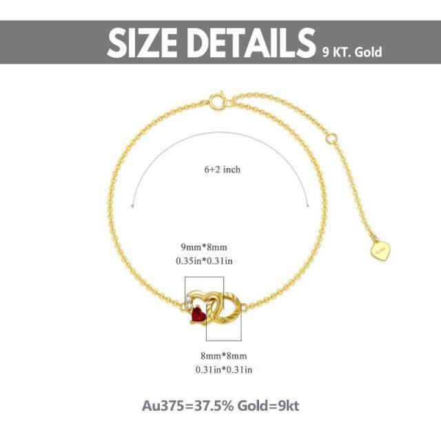 14K Gold Zircon Heart Pendant Bracelet-5