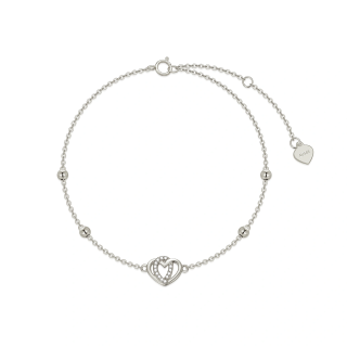 10K Gold Zircon Heart Single Layer Anklet-3