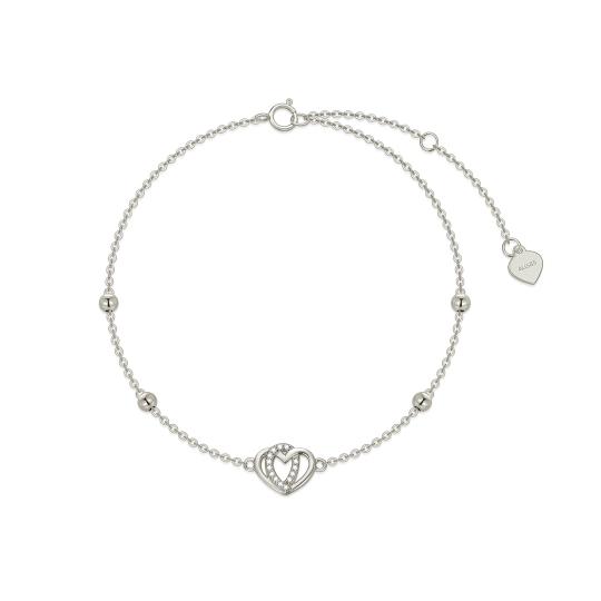 14K Gold Zircon Heart Single Layer Anklet