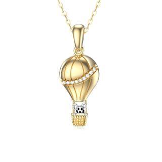 10K Gold Zircon Mouse & Hot Air Balloon Pendant Necklace-36