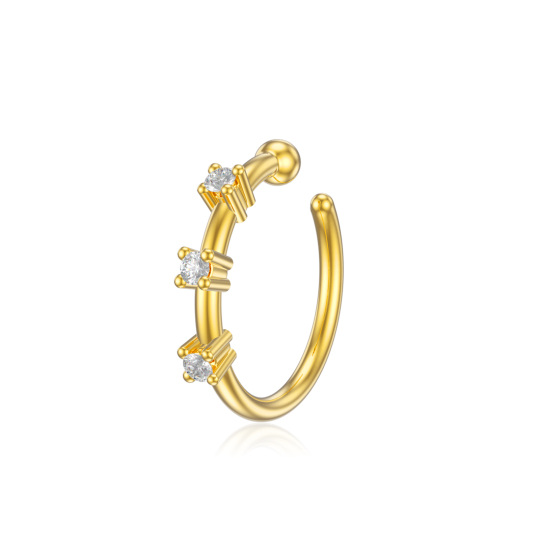 10K Gold Round Zircon Nose Ring