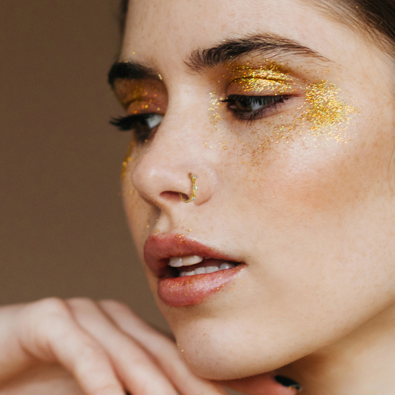 Anillo nasal de circonita redonda de oro de 18 quilates-2