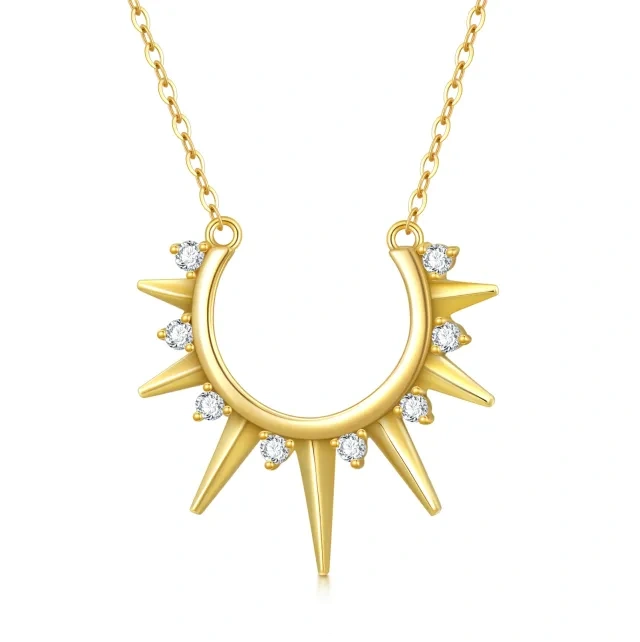 Collar Colgante Sol Circonita Oro 14K-1