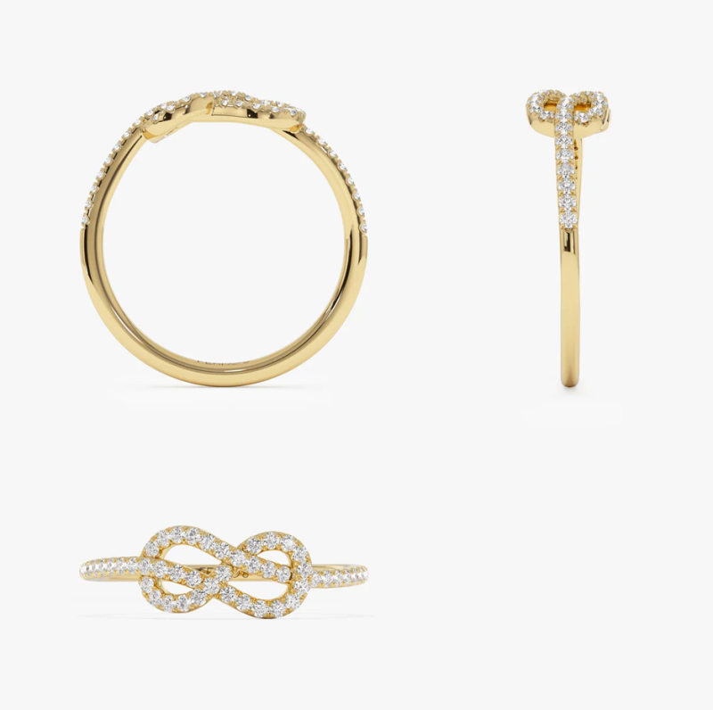 Anillo de diamantes con nudo infinito de oro de 18 quilates-4