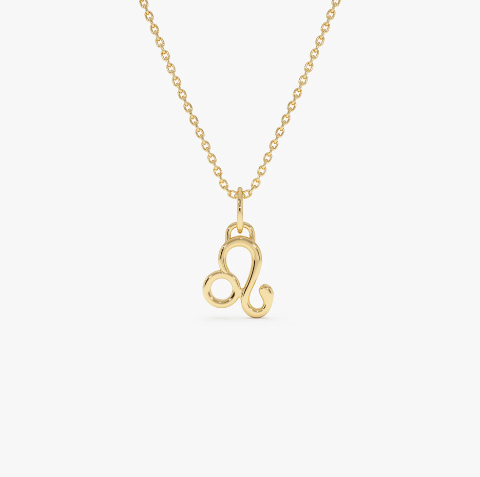 14K Leo Zodiac Charm Necklace-1