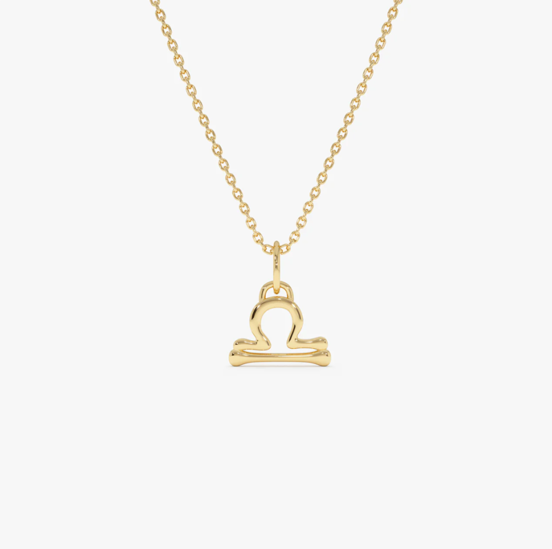 18K Libra Zodiac Charm Necklace-1