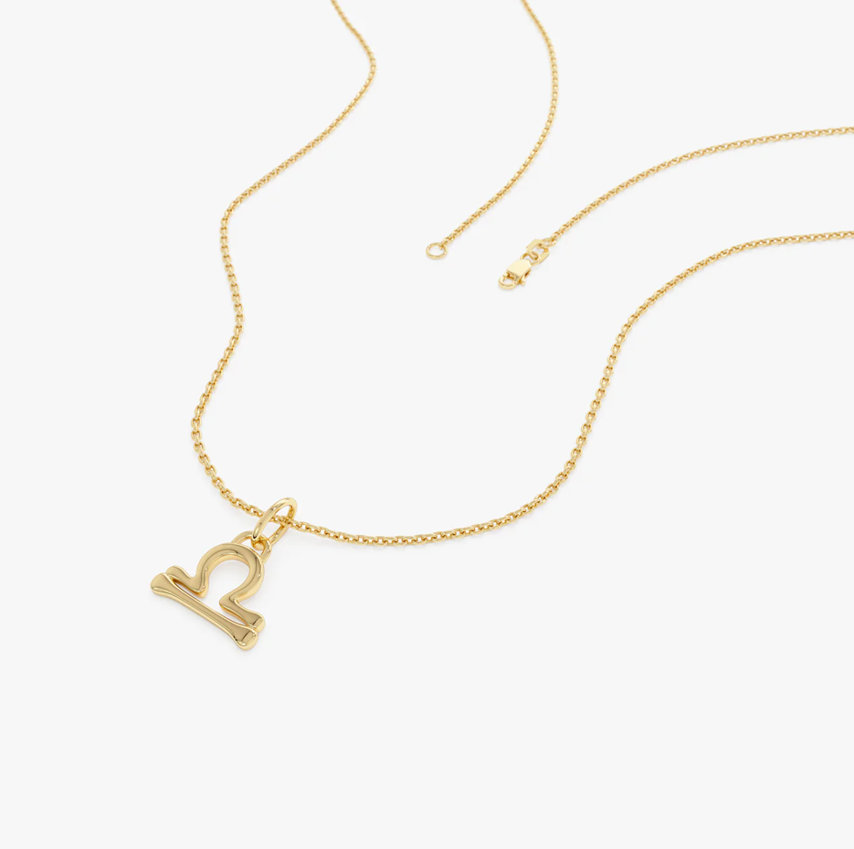 14K Libra Zodiac Charm Necklace-2