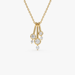 14k Multi Bezel Set 0.25 CT Natural Diamond Pendant-4