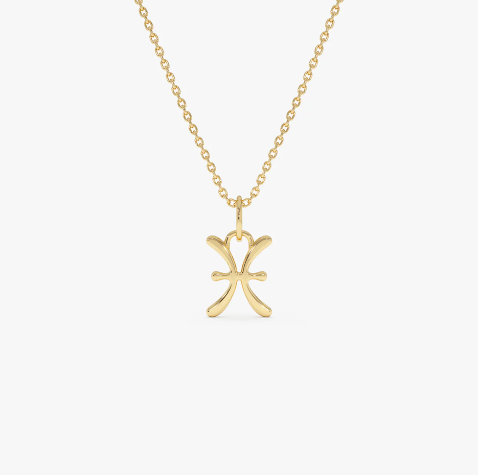 10K Pisces Zodiac Charm Necklace-1