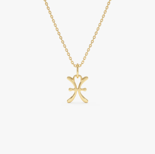 10K Pisces Zodiac Charm Necklace-1