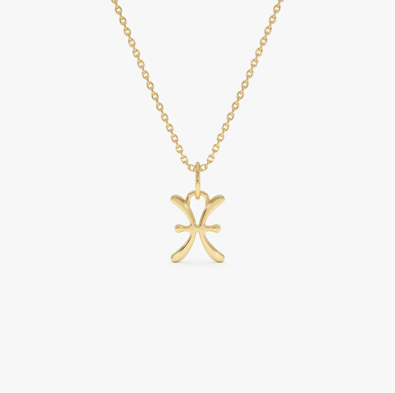 10K Pisces Zodiac Charm Necklace-3