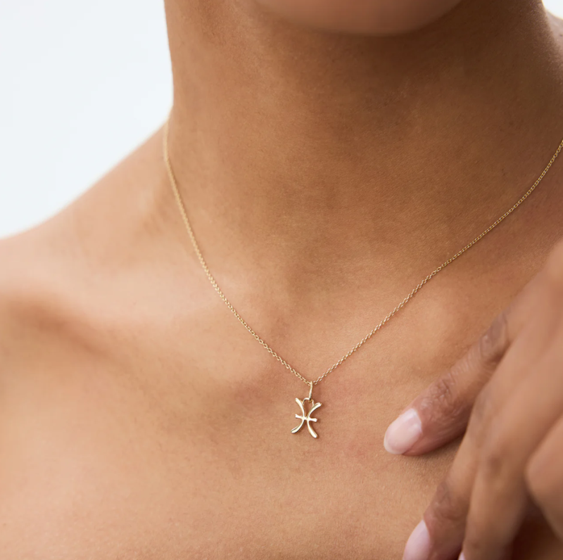 10K Pisces Zodiac Charm Necklace-2