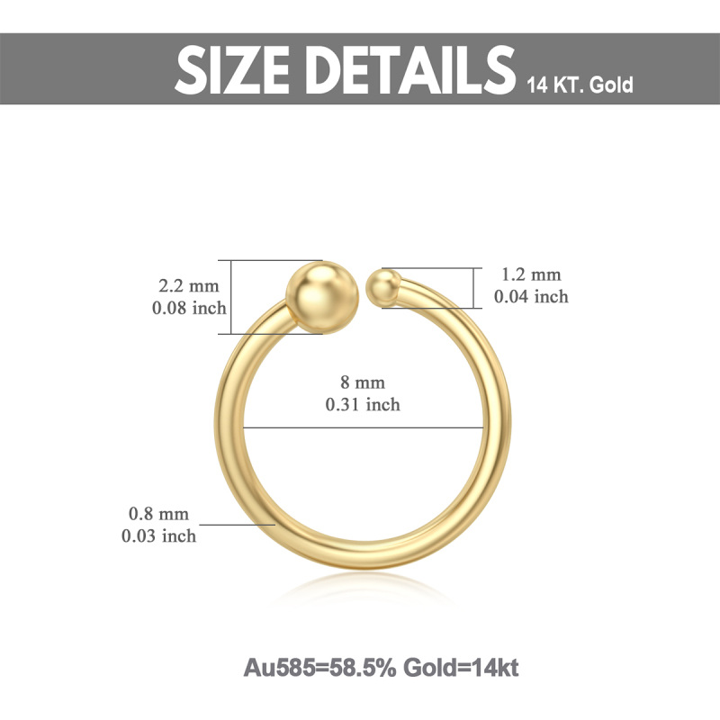 Anillo nasal de bola de oro blanco de 10 quilates-5