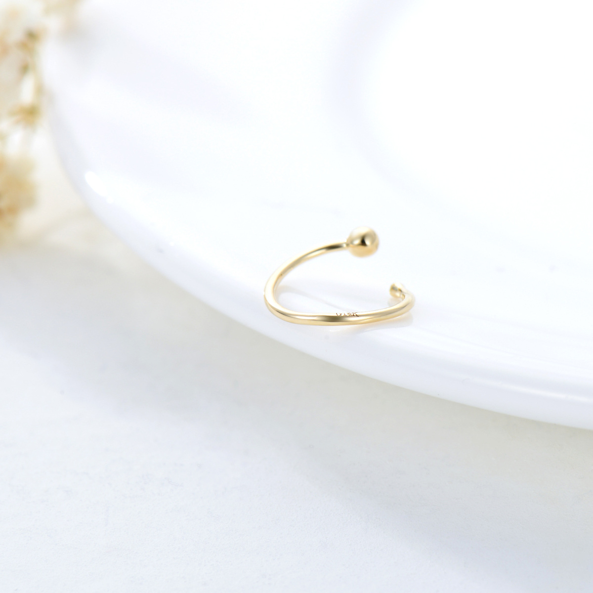 Anello al naso a due sfere in oro 14K-4