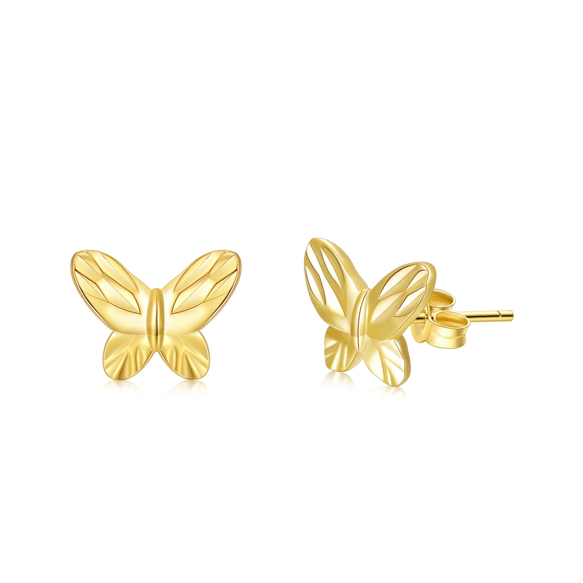 10K Gold Butterfly Stud Earrings-1