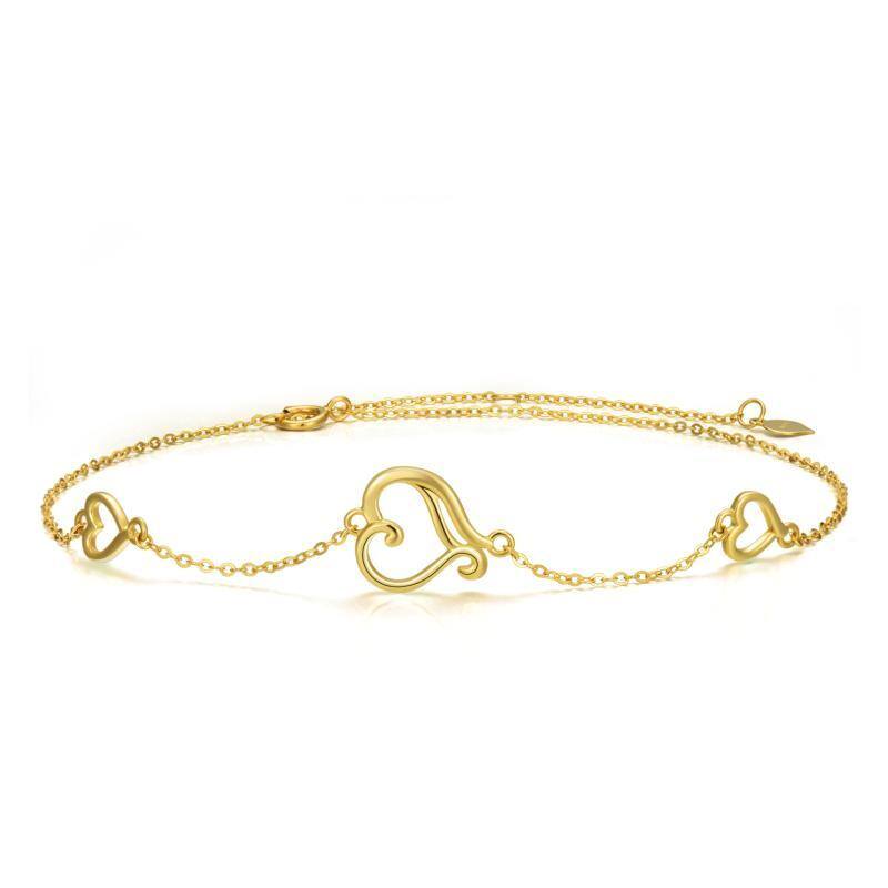 10K Gold Heart Single Layer Charm Anklet-1