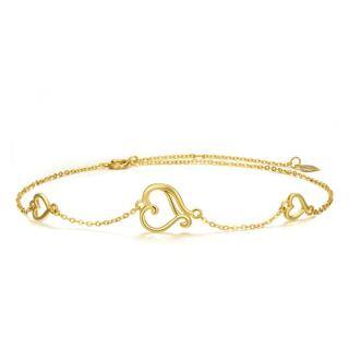 10K Gold Heart Single Layer Charm Anklet-6