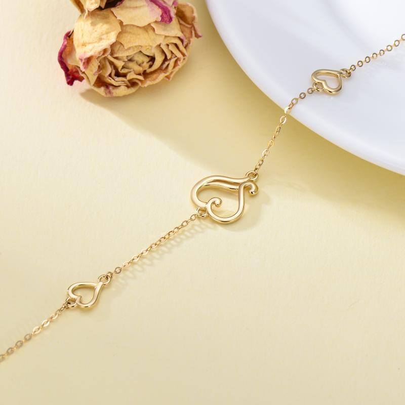 10K Gold Heart Single Layer Charm Anklet-4