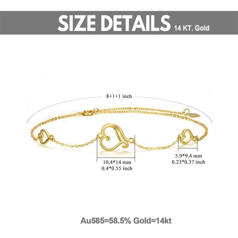 خلخال من الذهب عيار 14 قيراطًا على شكل قلب بطبقة واحدة-5