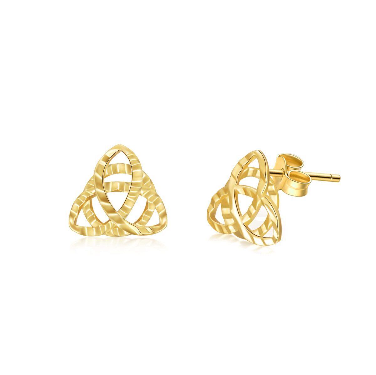 10K Gold Celtic Knot Stud Earrings-1