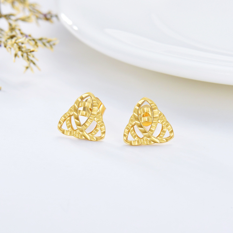 14K Gold Celtic Knot Stud Earrings-3