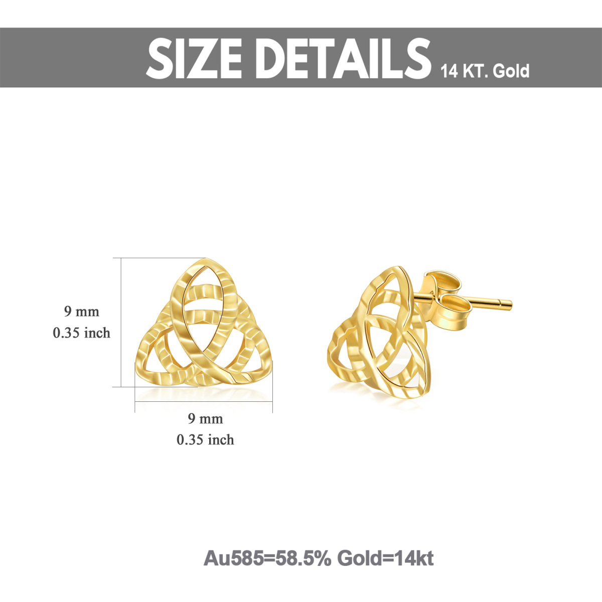 10K Gold Celtic Knot Stud Earrings-5