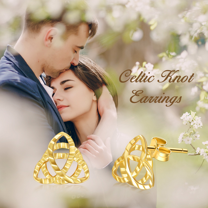14K Gold Celtic Knot Stud Earrings-6
