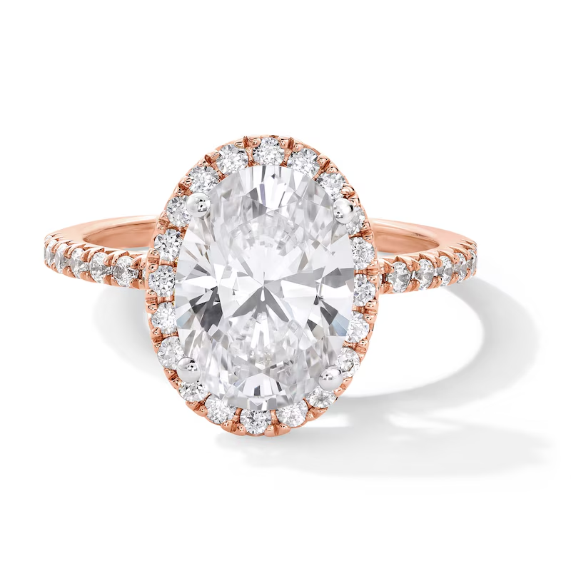 14K Rose Gold 1 to 3.5 CT.T.W. Oval Lab Created Diamond Custom Engagement Ring D VVS1-VS1 IGI Certified-1