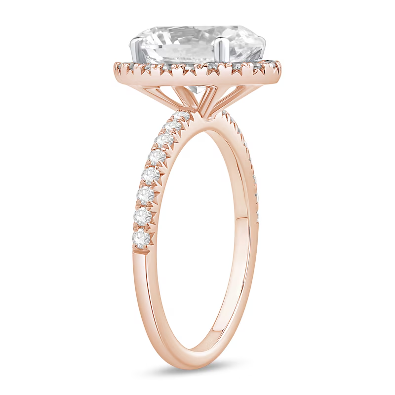 10K Rose Gold 3-1/2 CT Oval Lab Created Diamond Custom Engraving Engagement Ring-3