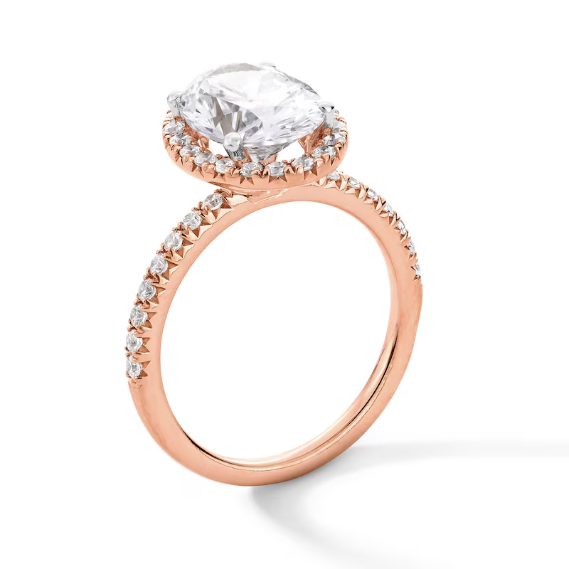 Anel de noivado personalizado com diamantes criados em laboratório oval de ouro branco 10K de 1 a 3,5 CT.T.W., certificado pela IGI VVS1-VS1-4