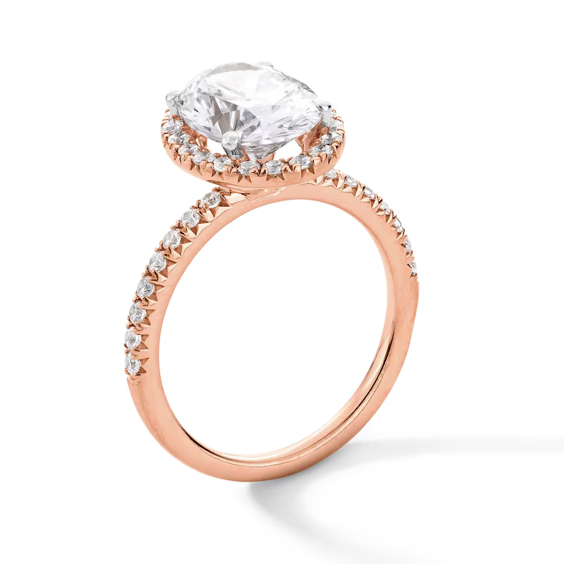 Verlobungsring aus 14 Karat Roségold mit ovalem, im Labor hergestelltem Diamanten, 3,1/2 Karat, mit individueller Gravur-4