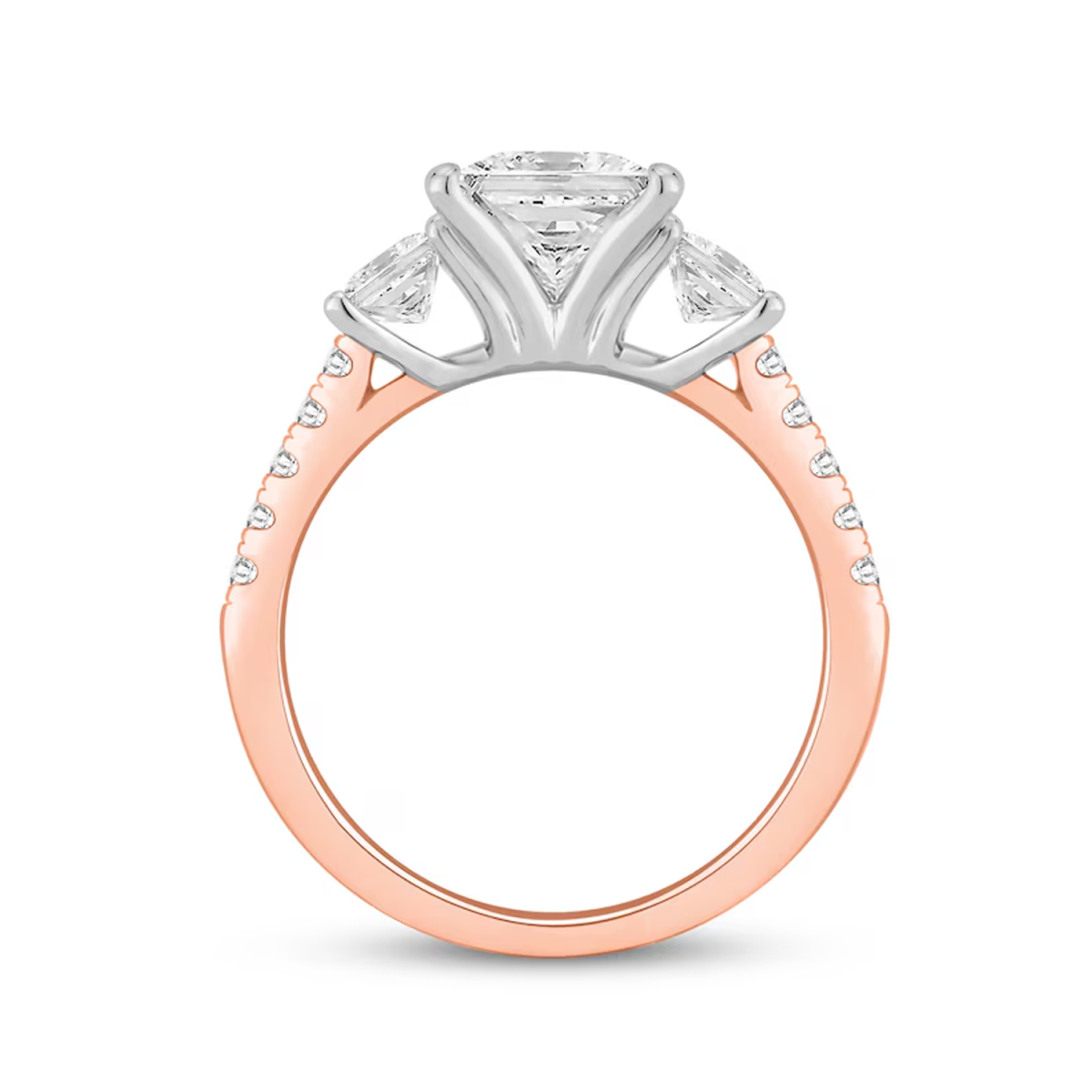 14K Rose Gold 2-1/5 ct Princess-Cut Lab Created Diamond Engraving & Couple Engagement Ring-3