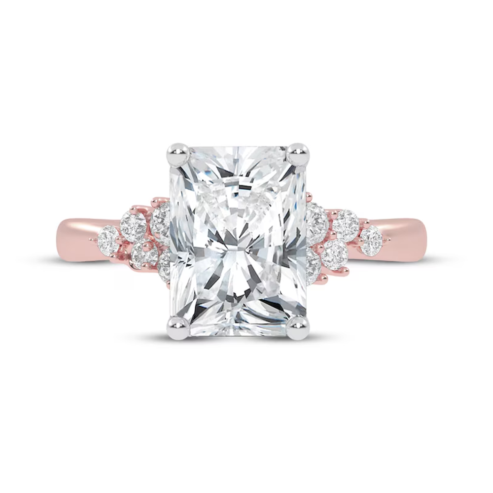 10K Gold 0.75 to 3.25 CT.T.W. Emerald Lab Created Diamond Engagement Ring D-VVS1 3EX IGI Certified-3