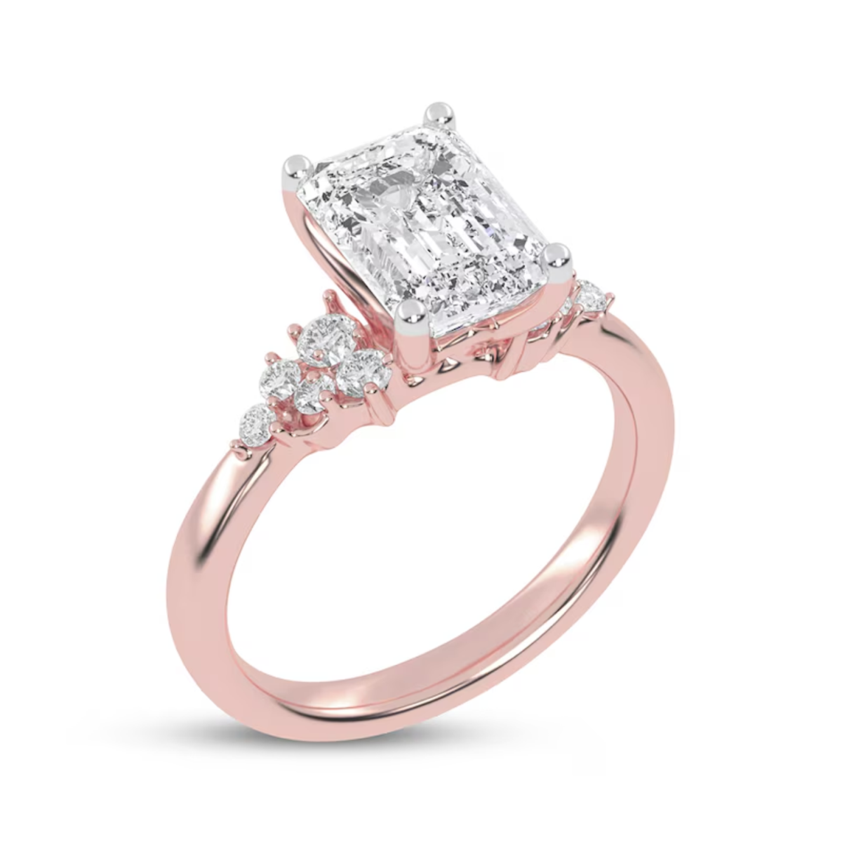 14K Rose Gold 2-1/4 ct Radiant-Cut Lab Created Diamond Engraving & Couple Engagement Ring-3