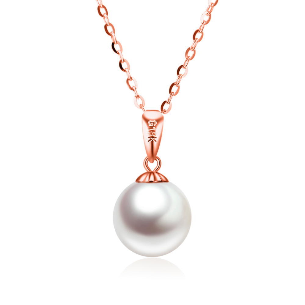 10K Rose Gold Extender Circular Pearl Strand Necklace For Women-1