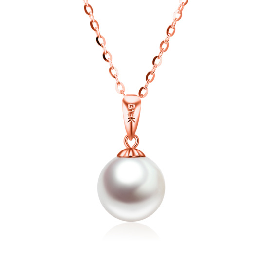 14K Rose Gold Extender Circular Pearl Strand Necklace For Women