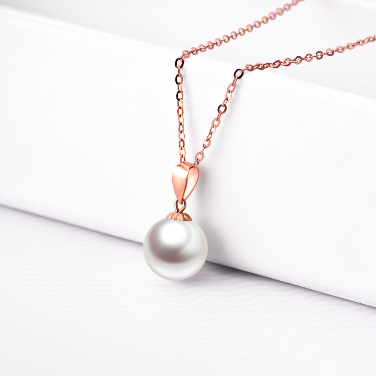 14K Rose Gold Extender Circular Pearl Strand Necklace For Women-3