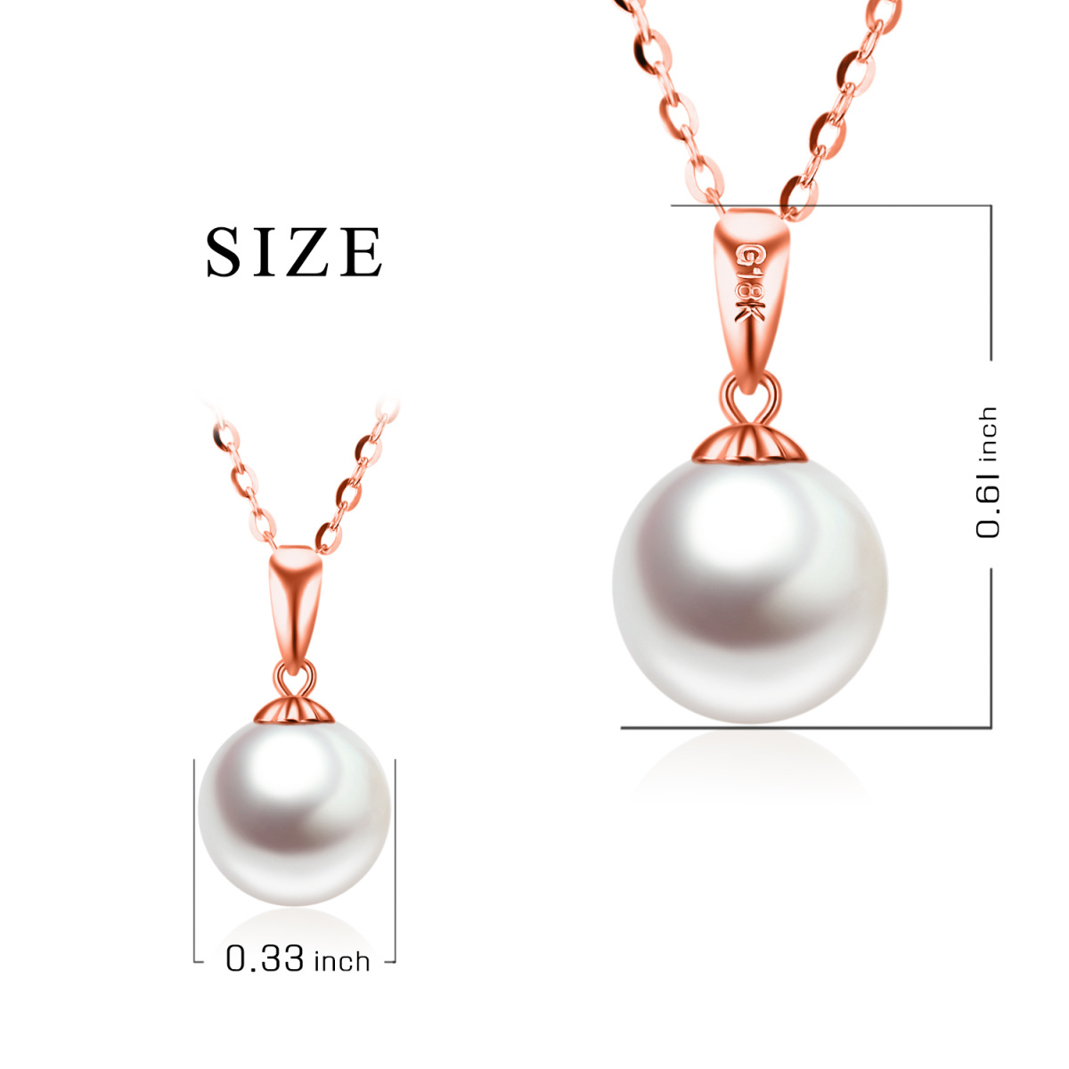 14K Rose Gold 18'' +1'' +1'' Extender Inches Circular Shaped Pearl Strand Necklace-6