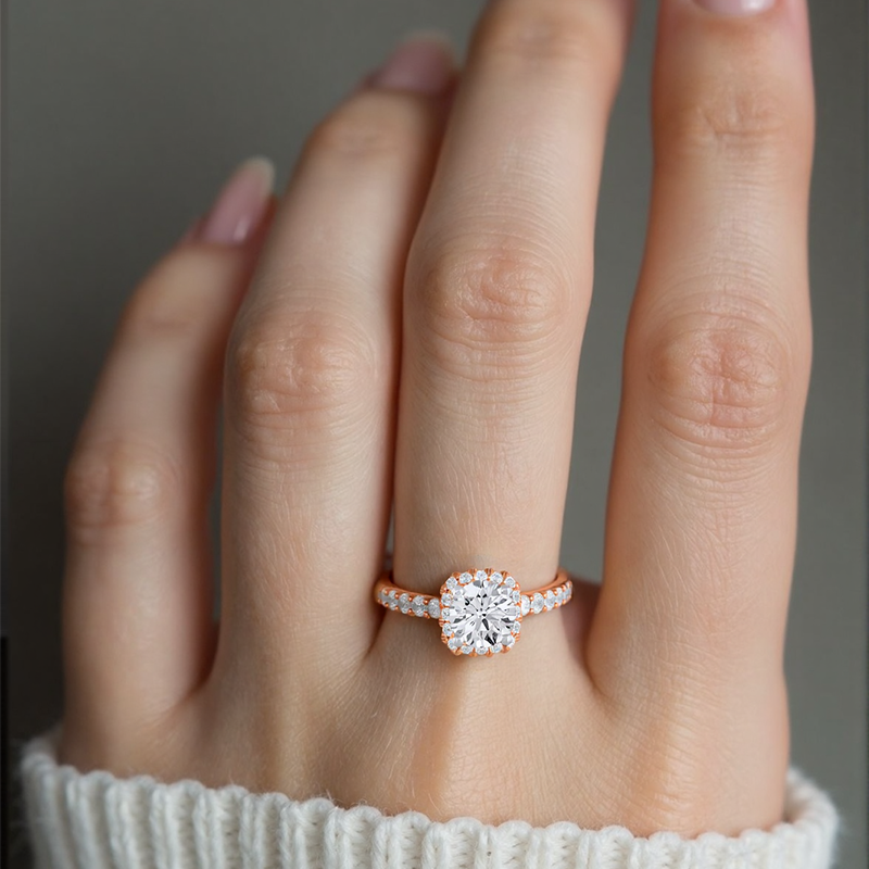 14K Rose Gold 1 to 3.5 CT.T.W. Round Lab Created Diamond Engagement Ring VVS1-VS1 Clarity 3EX IGI Certified-2