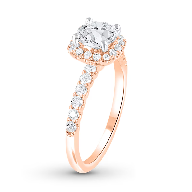 Anel de noivado em ouro rosa 14K, 1 a 3,5 CT.T.W., com diamantes criados em laboratório, redondos, VVS1-VS1, clareza 3EX, certificado IGI-3